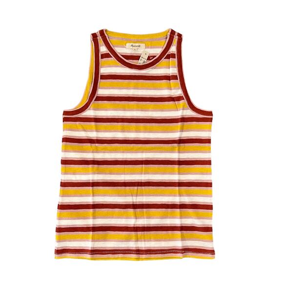 NWT Madewell Red/Gold/White/Pink Striped Tank Top - SIZE LARGE - Picture 1 of 10